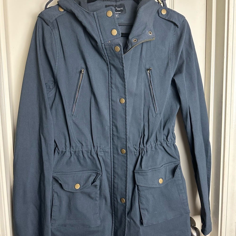 Stylish Navy Utility Jacket with Hood